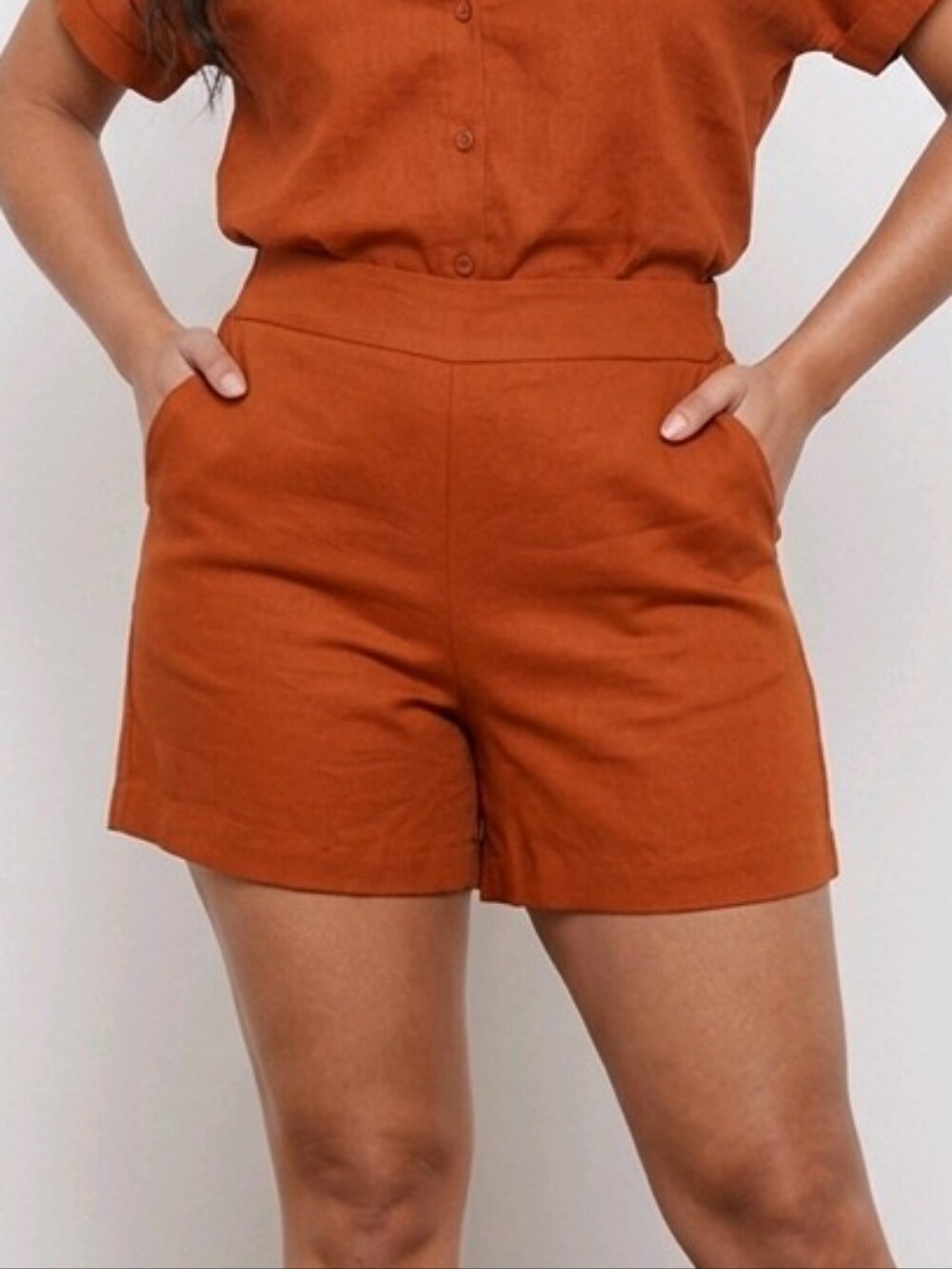 🤑Nine West Burnt Orange Elastic-Waist Women's Shorts